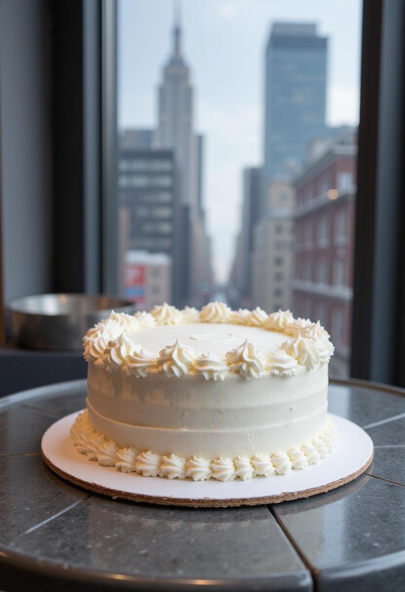 Hawkeye Kingpin's White Suit White Chocolate Cake decorated with white icing in a Marvel-inspired setting