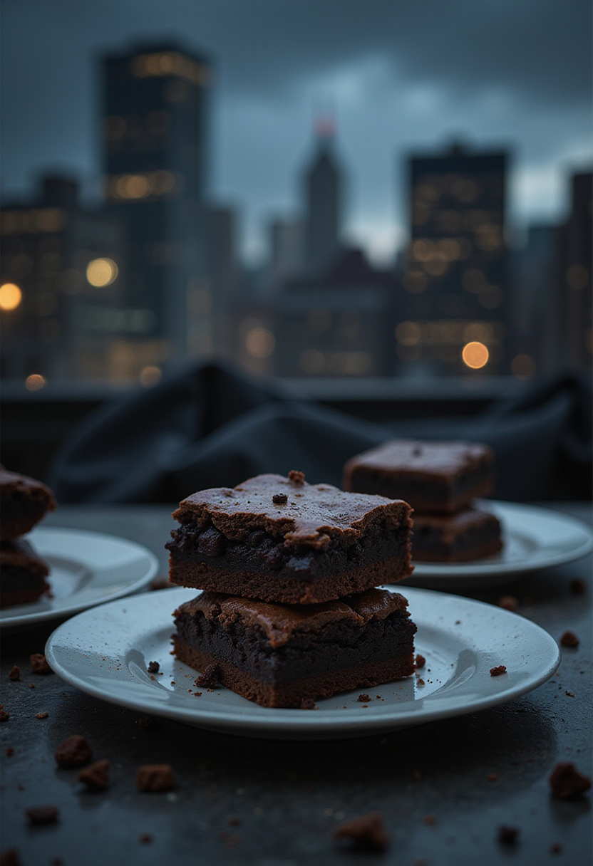 Joker One Bad Day Blackout Brownies served as a rich chocolate dessert in a Gotham-inspired setting for a realistic image.