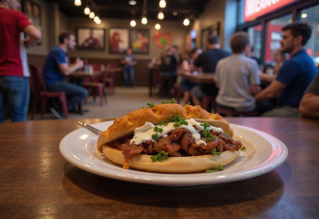 Marvel Cinematic Universe Shawarma plated on a table with Avengers-themed decorations, showcasing the iconic Marvel movie food realistically