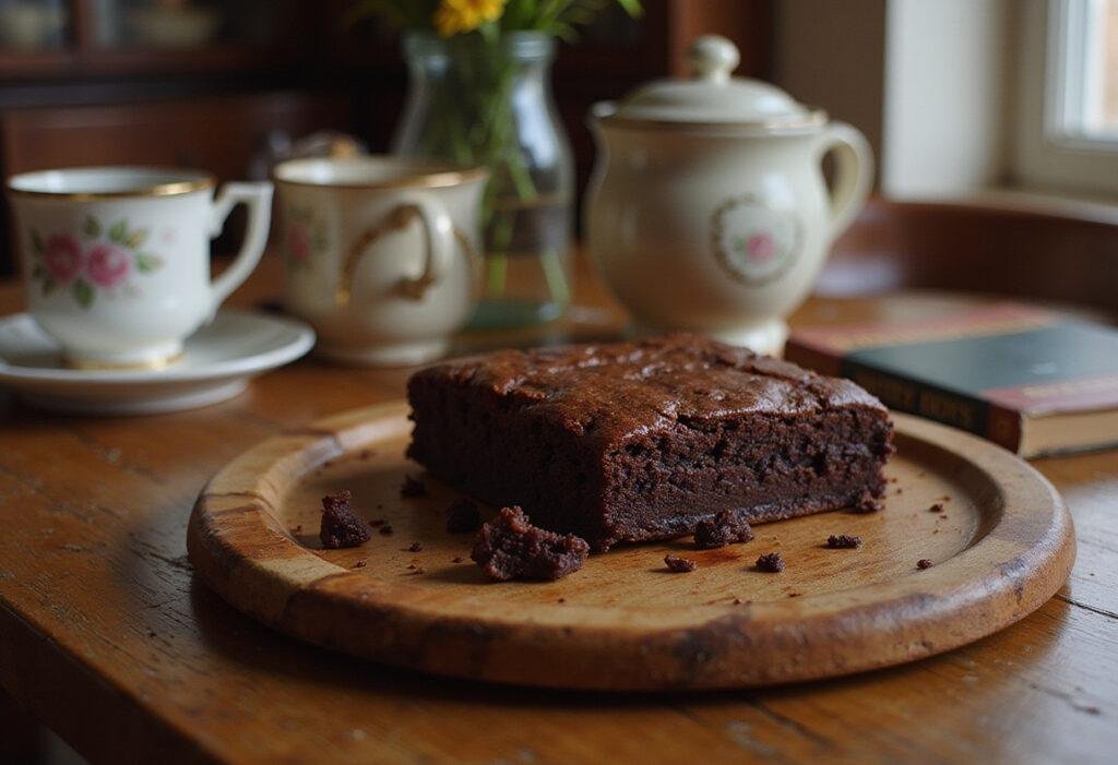 Notting Hill's I'm Just a Girl Brownies: fudgy brownies in a cozy kitchen scene inspired by Julia Roberts' movie setting