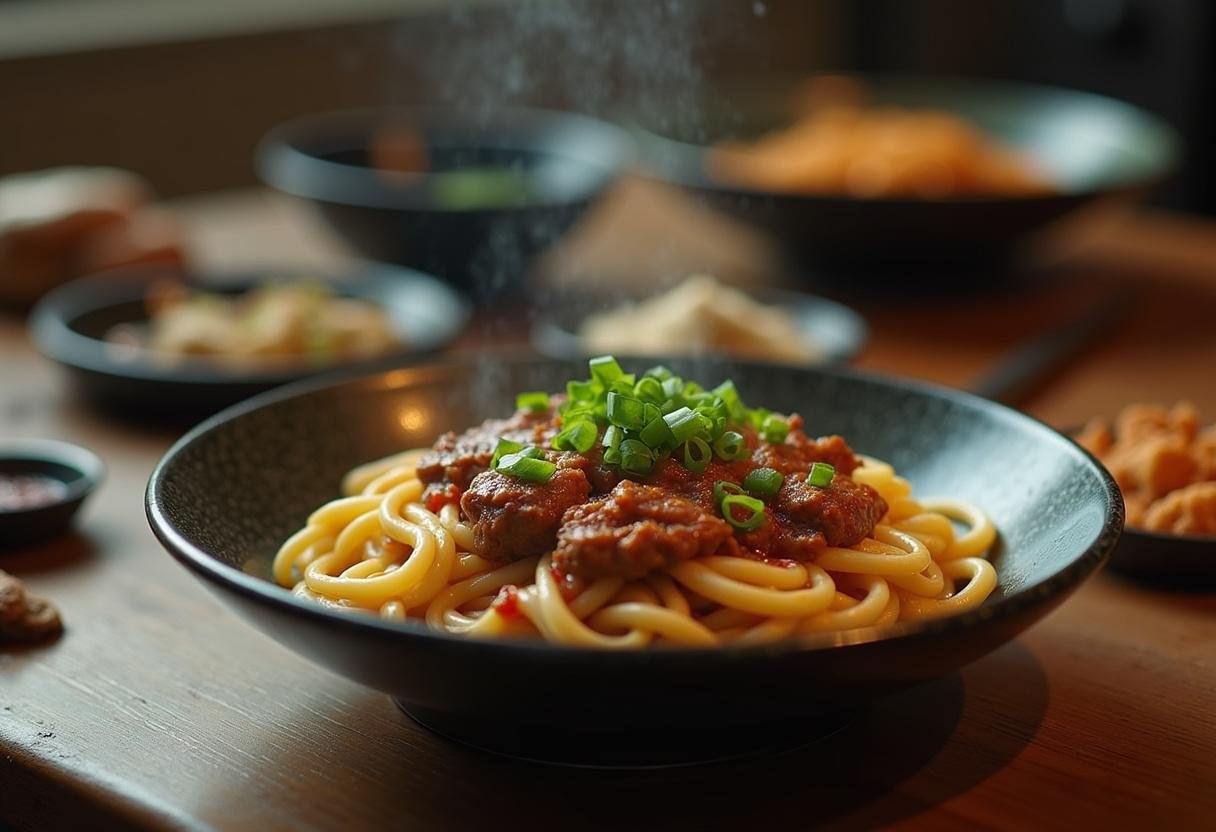 Parasite's Ram-Don (Jjapaguri) Korean noodle dish served in a traditional bowl, inspiring scene from the movie Parasite