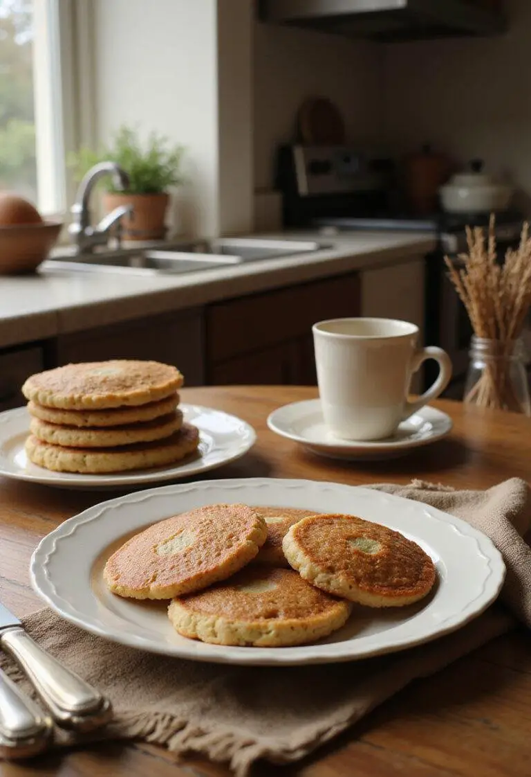 Spiderman Peter Parker's Aunt May's wheatcakes served on a cozy kitchen table, showcasing a homely and comforting homemade breakfast inspired by the movie.
