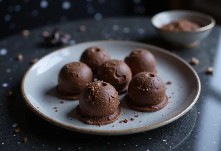 Star Wars Death Star Chocolate Truffles on a space-themed table, realistic and detailed dessert inspired by Star Wars movies.