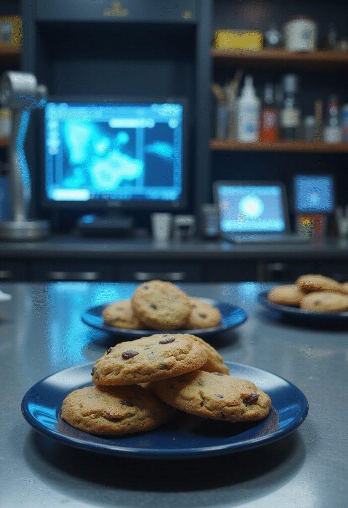 Harrison Wells' S.T.A.R. Labs Smart Cookies on a lab table in a high-tech laboratory from The Flash TV show.