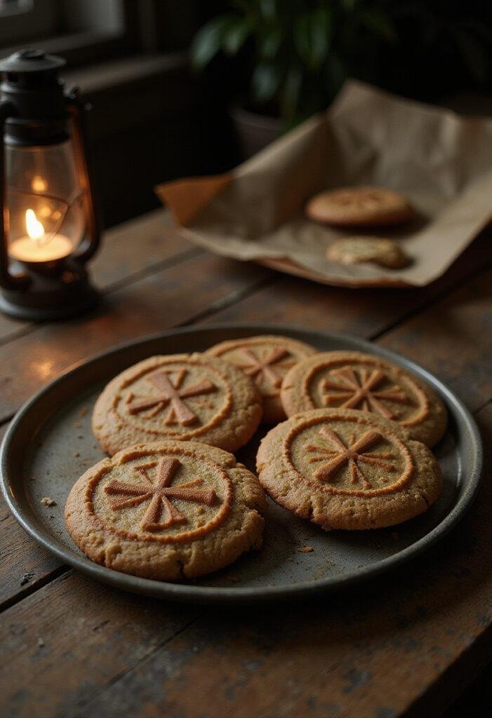 Firefly Symbol Cookies from The Last of Us scene with detailed logo cookies on a rustic table