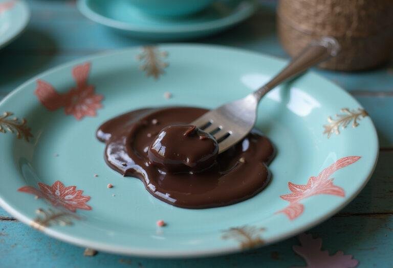 The Little Mermaid's Dinglehopper with chocolate coating, plated in an underwater-themed setting inspired by The Little Mermaid.