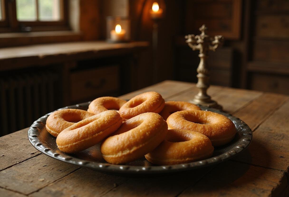 The Lord of the Rings One Ring Doughnuts showing golden ring-shaped doughnuts in Middle-earth setting