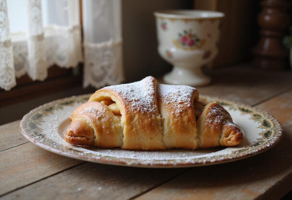 Apple strudel inspired by The Sound of Music in a cozy Austrian kitchen with flaky crust and sweet filling