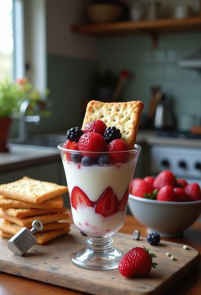 Thor Jane Foster's Pop-Tart Parfait with layers of yogurt, berries, and toasted Pop-Tarts in a themed Asgard-inspired setting