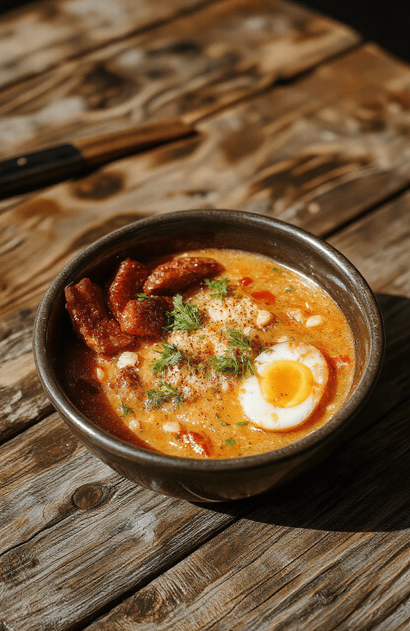 A vibrant bowl of ramen with rich broth, topped with slices of tender pork, soft-boiled eggs, nori, green onions, and a swirl of spicy chili oil, beautifully arranged on a black matte plate with steam rising, garnished with chopsticks resting on the side. The colorful ingredients contrast against the dark backdrop, styled with a dynamic and energetic aesthetic.