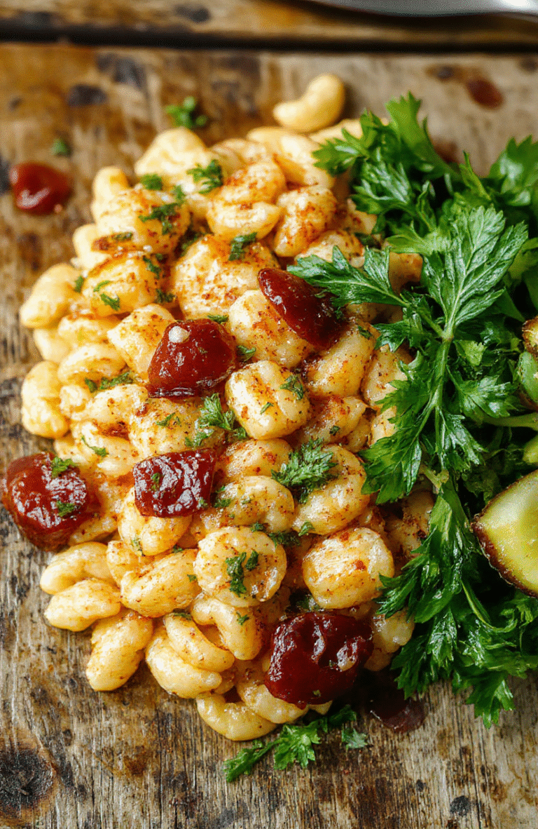 A vibrant plate of orzo pasta with cherry tomatoes, fresh basil, and melted cheese on a rustic wooden surface, styled casually with natural lighting and soft shadows.