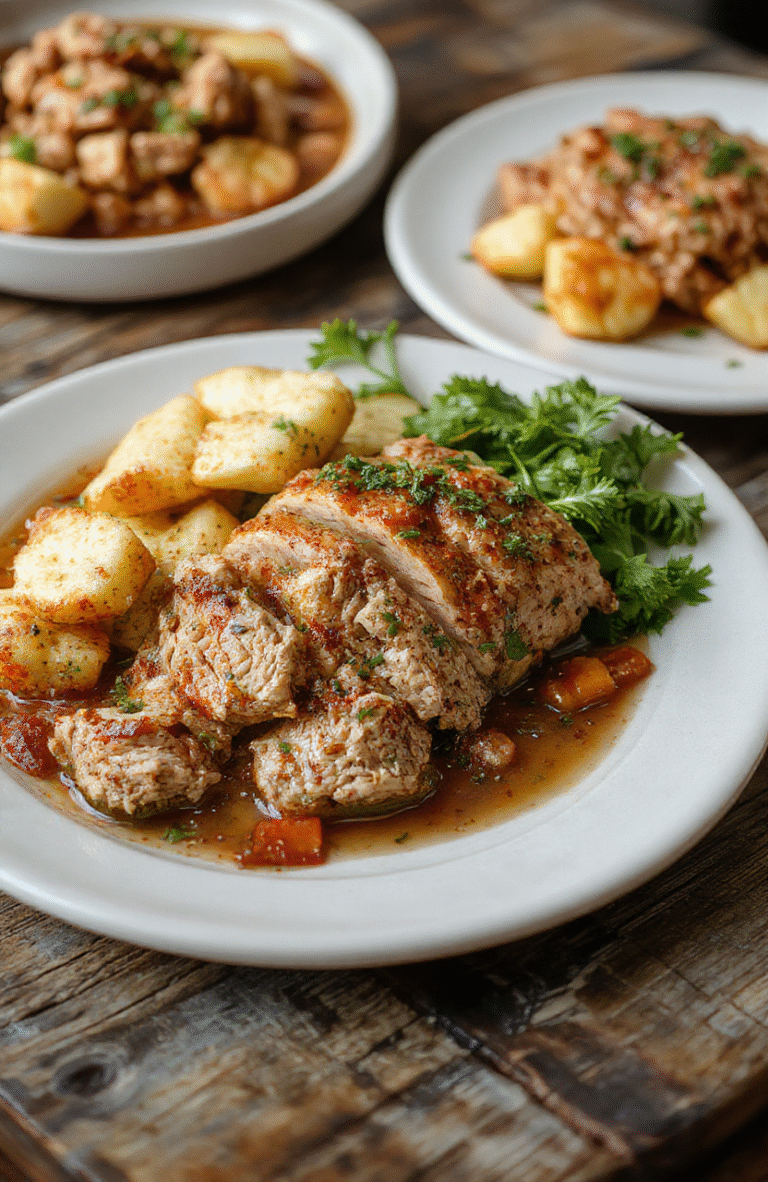 A vibrant plate featuring cooked ground turkey mixed with colorful vegetables like bell peppers, spinach, and cherry tomatoes, garnished with fresh herbs on a rustic wooden table, showcasing textures from tender meat to crisp veggies, styled simply for a wholesome look.