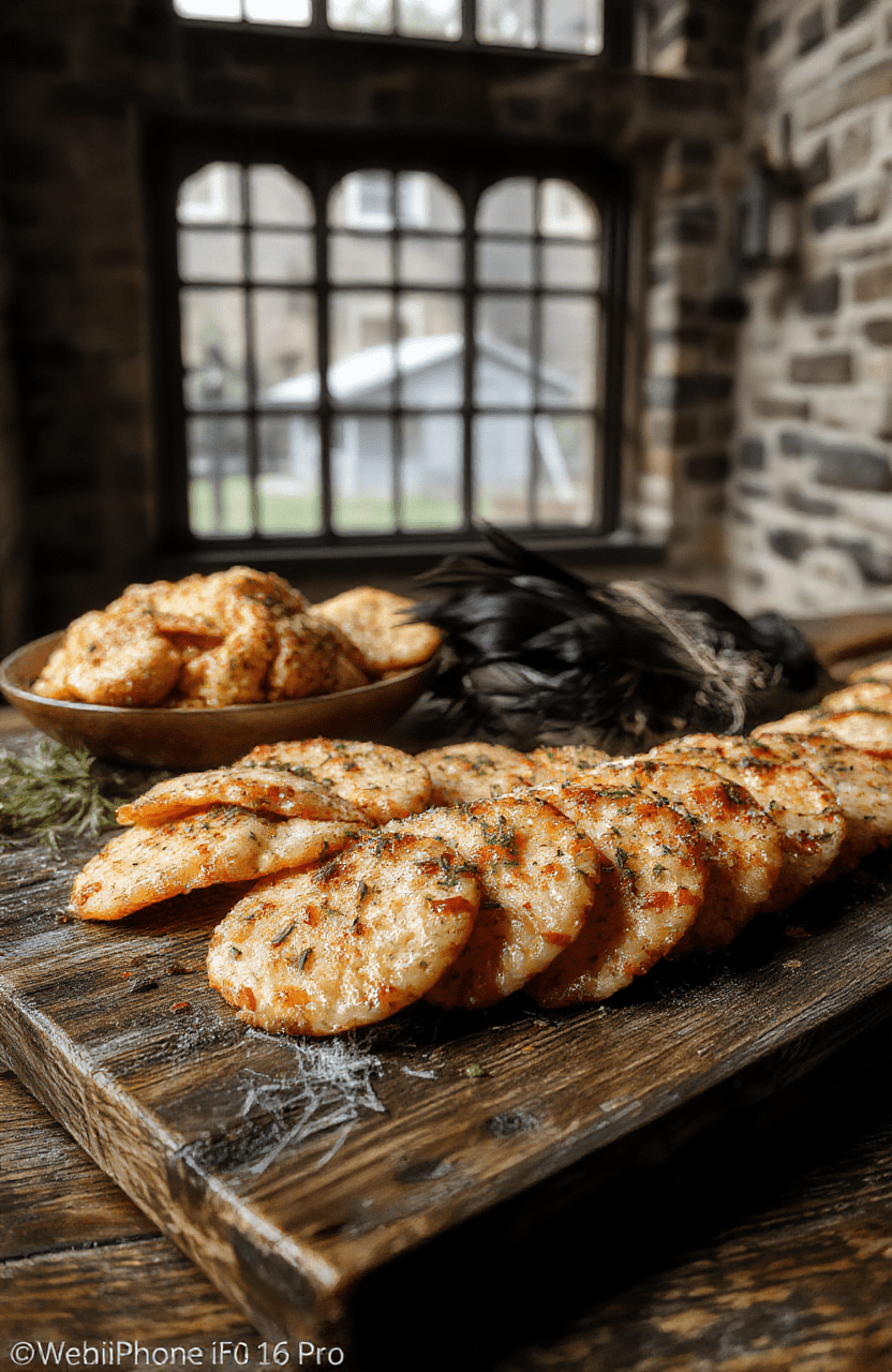 Eerie gothic gala platter on black slate with folded prosciutto roses, wedges of black truffle cheese, clusters of glossy black grapes and blackberries, sliced figs, black olives, raven-shaped rye crackers, drizzled balsamic blood-like glaze, spiderweb edible sugar threads, fresh dark rosemary sprigs, deep shadows, rich textures, moody black backdrop.