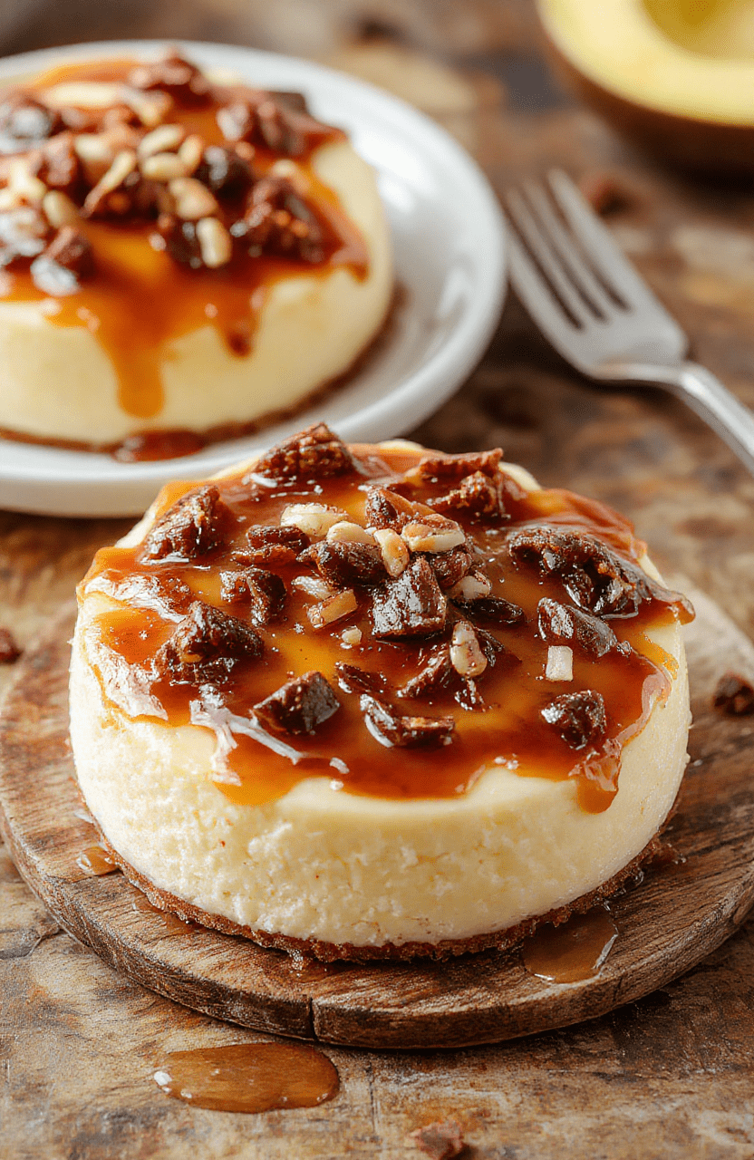 A beautifully plated slice of decadent cheesecake with a golden brown top, vanilla bean specks visible, drizzled with caramelized brown butter, served on a elegant white plate with a light dusting of powdered sugar, surrounded by vanilla beans and a small bowl of brown butter sauce, set on a rustic wooden table, styled with soft natural lighting.