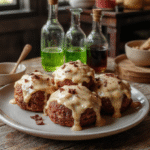 A dark, glossy cauldron-shaped cake with a textured black exterior, topped with shimmering edible glitter to mimic magic. The cauldron is set on an aged wooden table with mystical candles and potion bottles in the background, creating an enchanting magical ambiance.