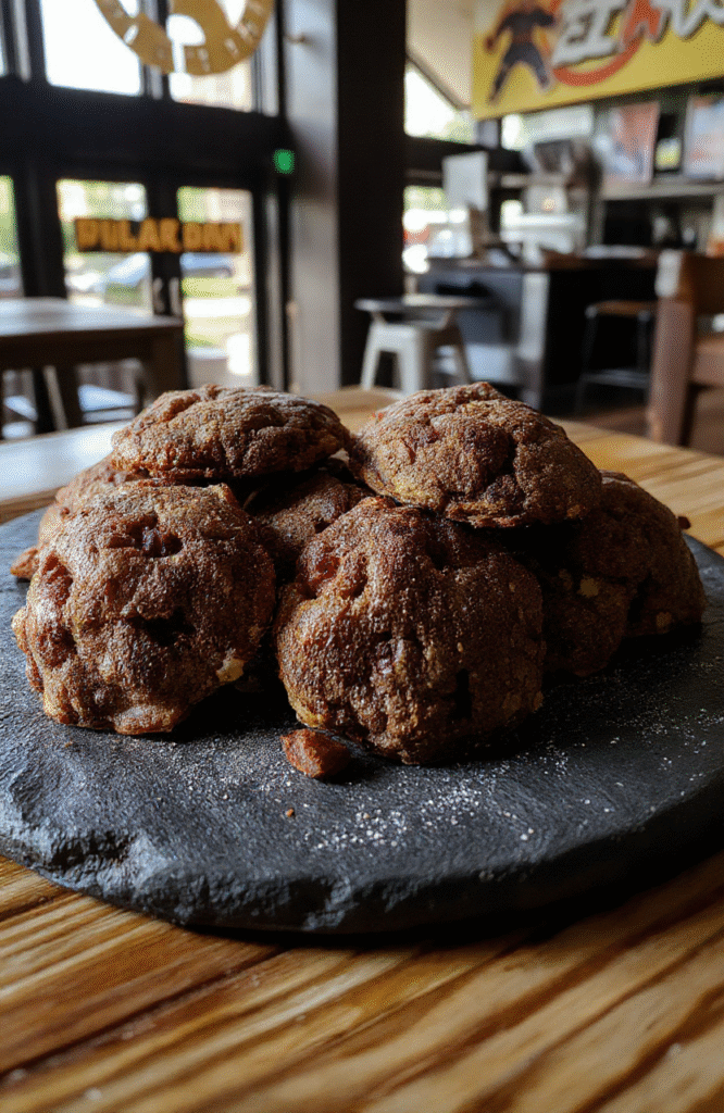 Colorful Naruto Ninja Star Cookies arranged on a dark slate plate with intricate ninja star designs, decorated with vibrant icing, sprinkles, and edible glitter. The background is a subtle blurred wooden table, emphasizing the detailed textures and bright colors of the cookies, styled to resemble ninja weapons.
