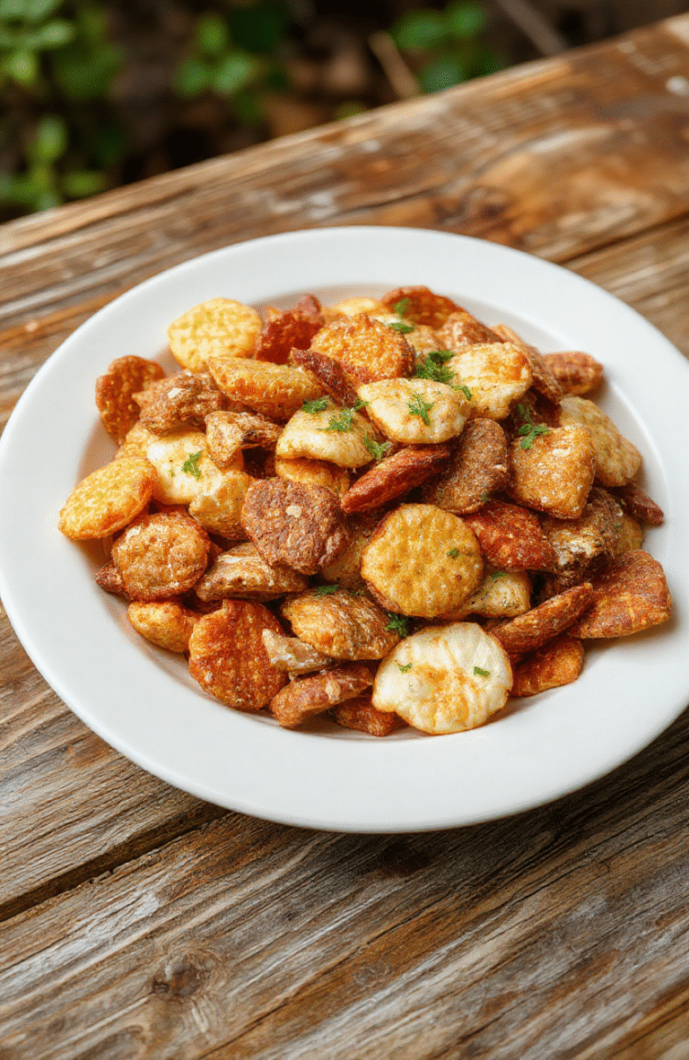 A colorful bowl of Pocahontas Meeko’s Snack Mix featuring an assortment of pretzels, nuts, dried fruits, and playful themed candies, arranged on a rustic wooden table with vibrant natural daylight highlighting the textures and colors.