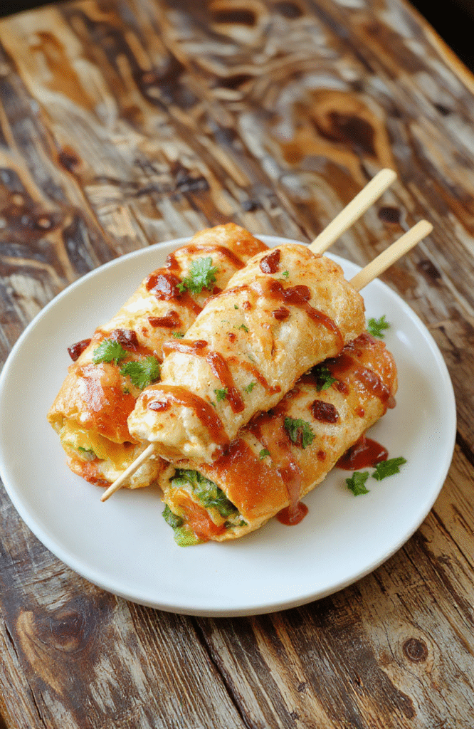 Colorful Scooby Doo themed giant hoagie sandwich skewers arranged on a rustic wooden plate with vibrant fresh vegetables and deli meats, styled in a playful and cartoon-inspired manner