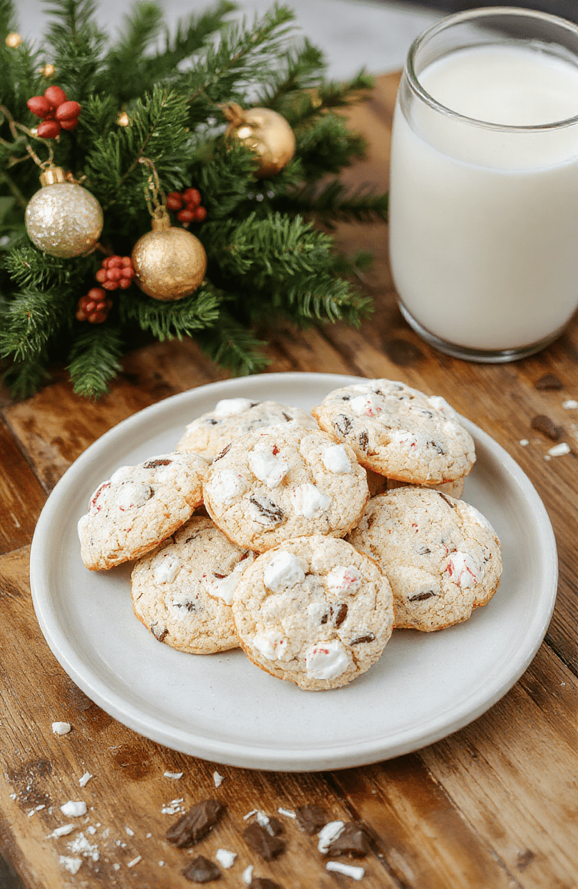 Colorful peppermint and mint cookies arranged on a white plate, showcasing vibrant red and green swirls, with a textured surface and a shiny glaze, styled with festive holiday decor in a cozy kitchen setting.