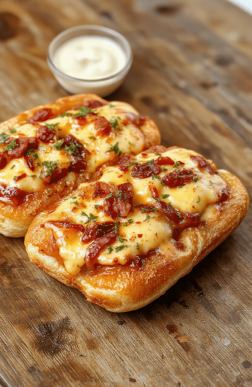 A vibrant plate featuring two crispy air fryer grilled cheese hot dogs, melted cheese oozing over toasted buns, garnished with fresh herbs, set on a rustic wooden table with bright natural lighting highlighting the textures.