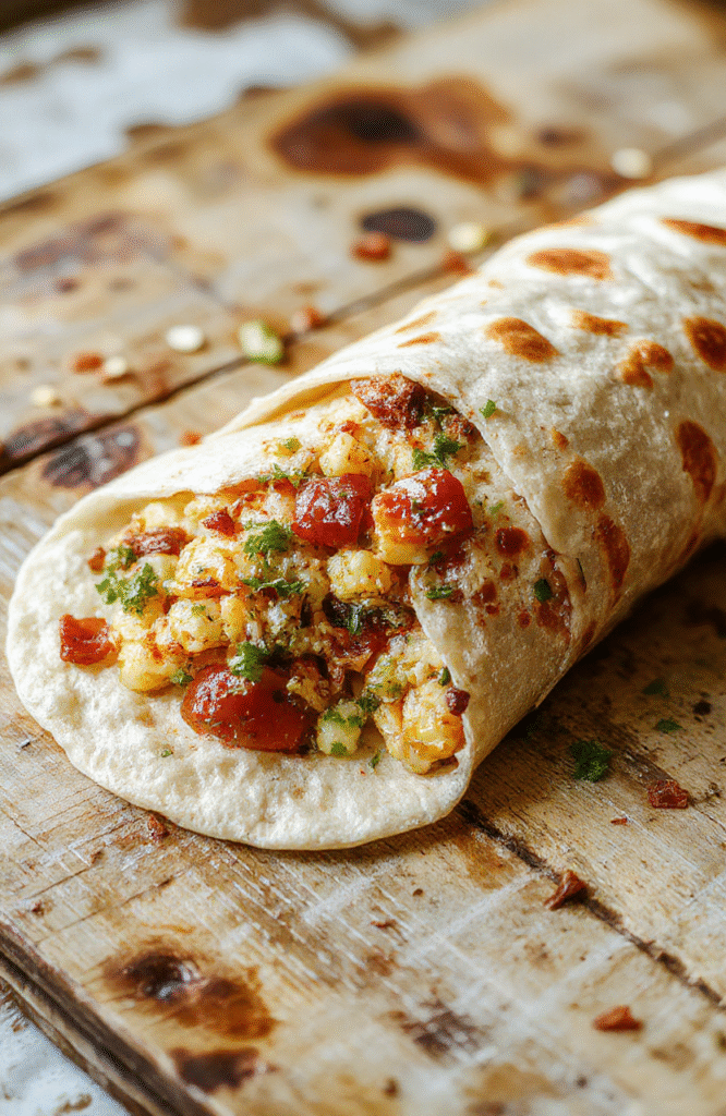 Colorful low carb crunchwrap on a rustic wooden surface, filled with seasoned meats, fresh vegetables, and melted cheese, neatly folded and garnished with herbs, showcasing a crispy, golden-brown exterior with vibrant fillings peeking through