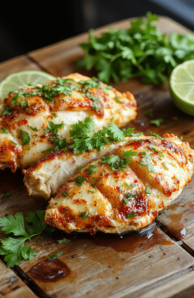 A vibrant bowl of shredded cilantro lime chicken garnished with fresh cilantro and lime wedges, surrounded by colorful vegetables on a rustic wooden table, with a luscious saucy texture and bright green herbs adding freshness.