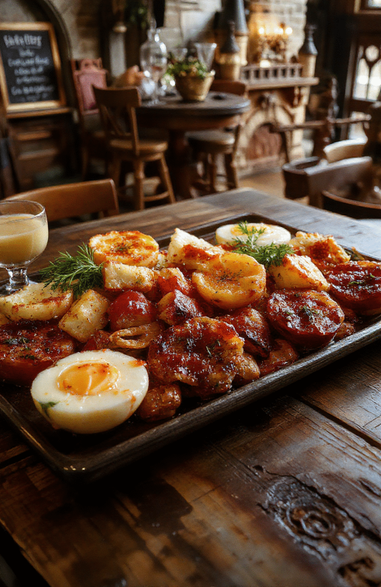 Colorful Harry Potter Hogwarts Feast Platter featuring roasted meats, fresh vegetables, magical themed desserts, and golden bread, beautifully arranged on a rustic wooden table with enchanted ambiance.