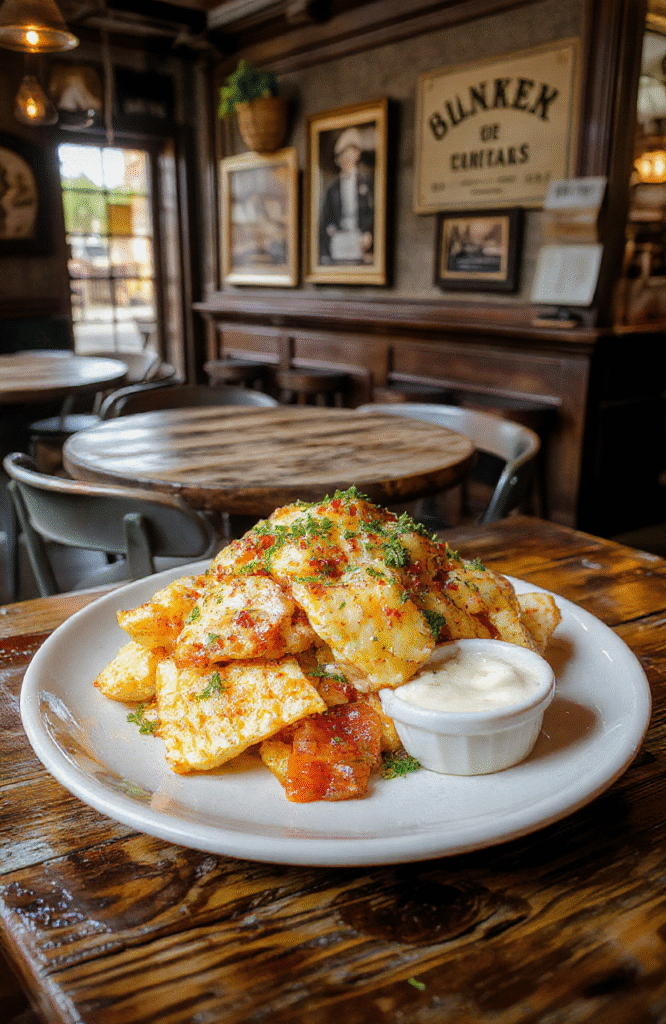 A vibrant plate of mussels steamed in a rich, golden beer broth, garnished with fresh parsley and lemon wedges, served on a rustic wooden table with a mug of craft beer in the background.