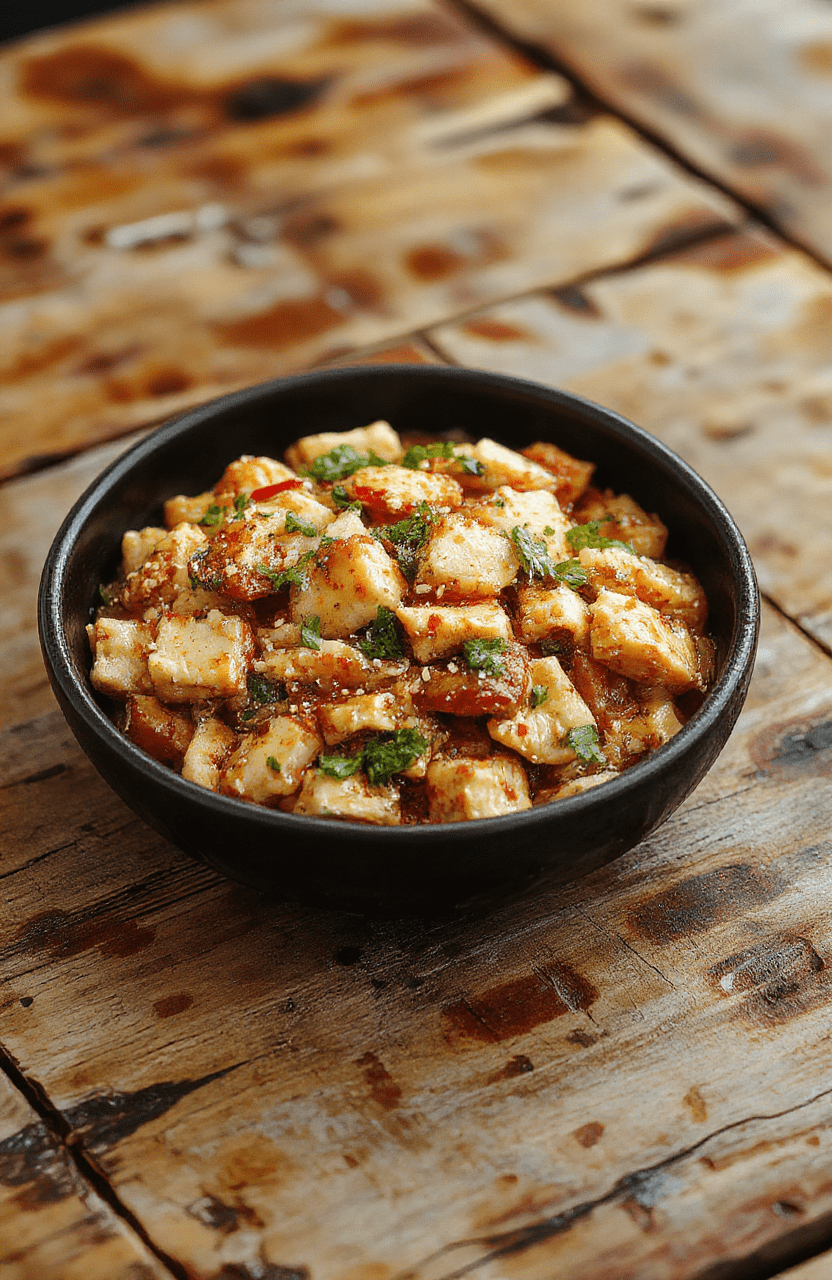 A colorful plate of homemade chicken chow mein featuring tender sliced chicken, vibrant bell peppers, crispy noodles, and fresh green onions, arranged artfully on a white ceramic dish with a rustic wooden background. The dish is garnished with sesame seeds and a drizzle of sauce, showcasing glossy textures and inviting flavors.