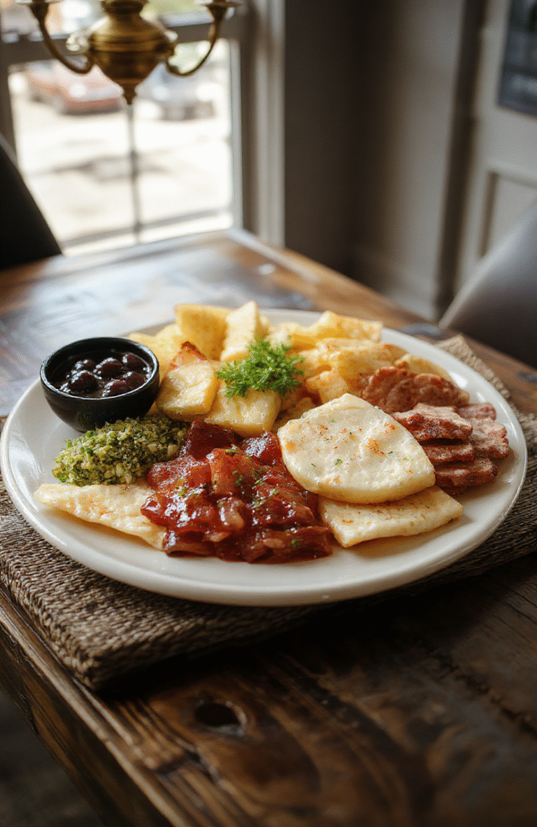 A vibrant succession power lunch charcuterie board featuring an artfully arranged assortment of cured meats, cheeses, fruits, nuts, and crackers. The board has a rich variety of textures and colors, with deep reds, creamy yellows, and fresh greens, styled on a sleek wooden serving platter with elegant garnish accents, perfect for a sophisticated midday meal.