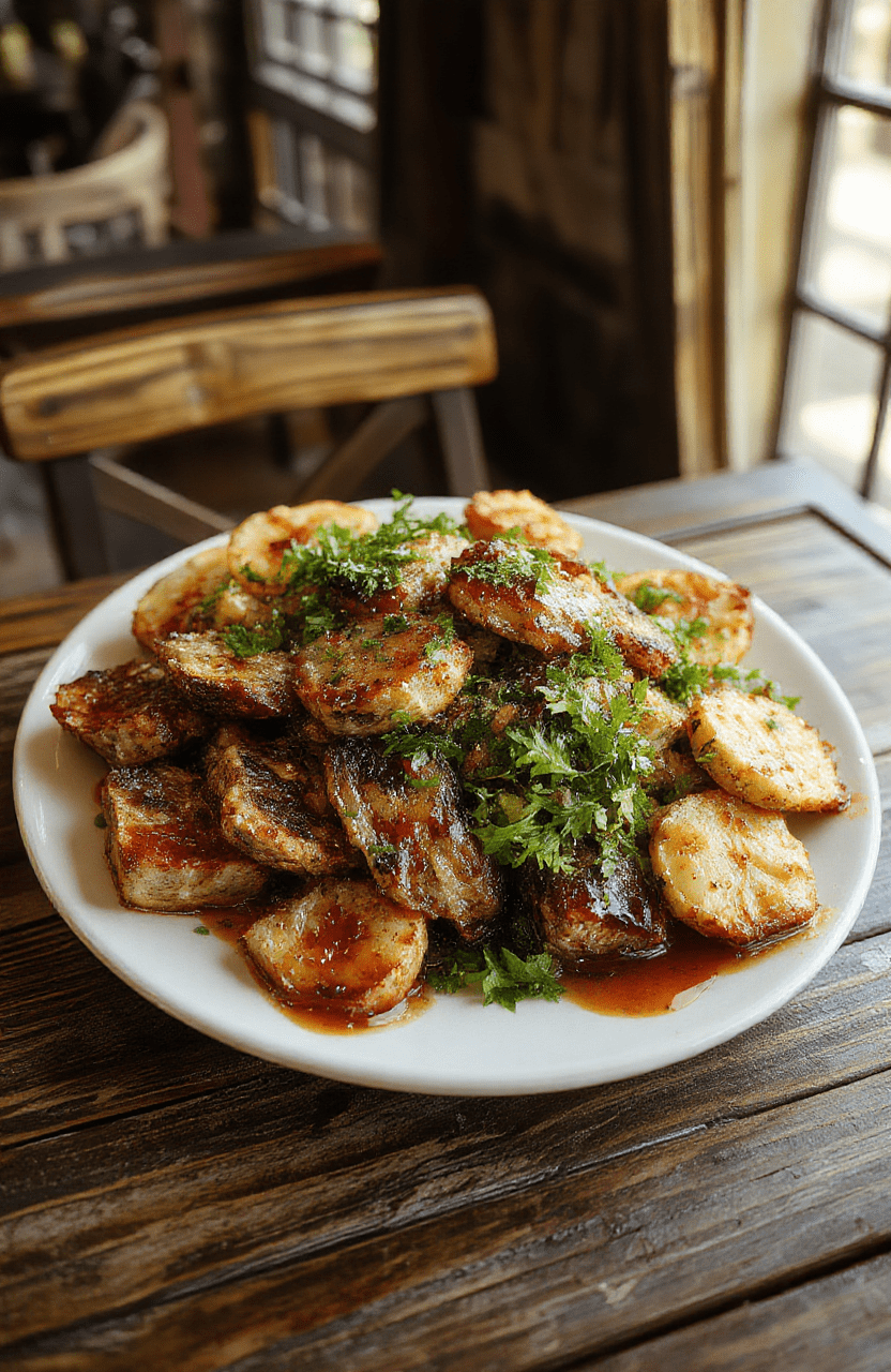 A colorful Hobbit Dwarven Feast Platter featuring roasted meats, hearty bread, assorted cheeses, roasted vegetables, and rich stews arranged on a rustic wooden table, garnished with fresh herbs and vibrant produce, styled to evoke a Middle-earth tavern setting, inviting and rustic textures, warm tones, and medieval-inspired presentation.