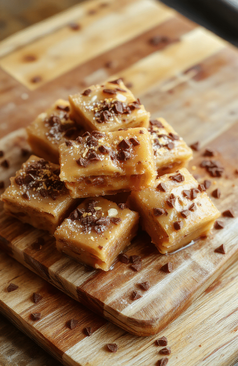 A golden-hued caramel treat shaped like a Minecraft apple with a bright redapple core and golden sparkle glaze, resting on a rustic wooden cutting board with subtle pixel-art texture. Background includes warm amber lighting, scattered chocolate chips representing dirt, and a few sugar-dusted edible 'diamond' crystals nearby.