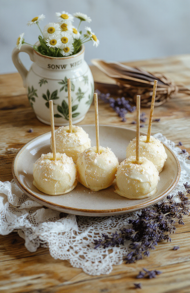 Glossy red translucent candy-coated apples with gold leaf accents and deep green leafy stems, resting on a rustic wooden board beside a vintage fairy tale book and white porcelain dish with sugar crystals