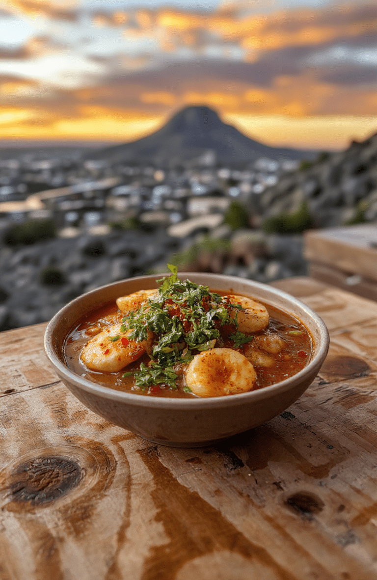 Vibrant bowl of spicy ramen with fiery orange broth, curly noodles, boiled egg halved to show runny yolk, sliced pork belly, charred corn, black fungus, chili oil drizzle, and fresh cilantro garnish on a rustic wooden serving board with subtle Ember Island flame motifs etched into the surface.