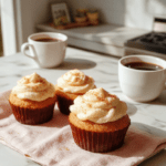 Vibrant pink cosmopolitan cocktail-inspired cupcakes with shimmering vodka-infused pink frosting, edible gold dusting, and a tiny lime zest garnish on a vintage porcelain plate, set against a soft pink velvet backdrop with subtle paparazzi flash reflections.