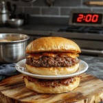 A hearty, overstuffed beef sandwich on a crusty Italian roll, piled high with grilled beef slices, melted provolone, grilled bell peppers, onions, and giardiniera, with drippings glistening on the crusty bun, served on a wooden board with a_side of fries_, soft natural lighting, shallow depth of field, rustic and satisfying presentation.