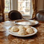 Elegant four-tiered petit fours arranged on a gilded cake stand with edible gold leaf accents, delicate floral pipings, pastel fondant layers, and miniature marzipan fruits, against a backdrop of vintage lace and antique silverware.