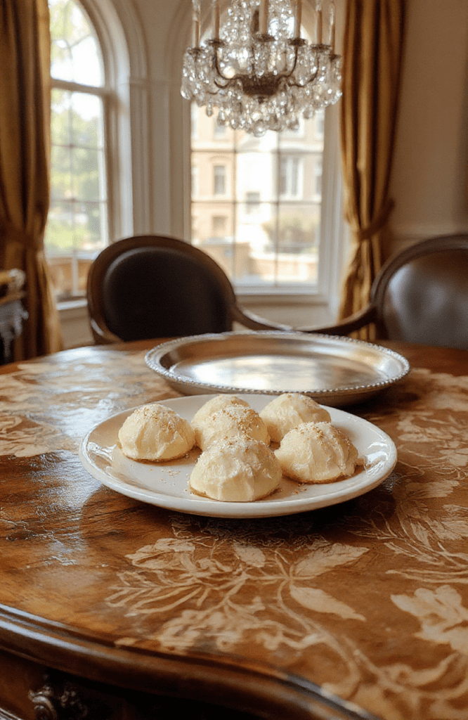 Elegant four-tiered petit fours arranged on a gilded cake stand with edible gold leaf accents, delicate floral pipings, pastel fondant layers, and miniature marzipan fruits, against a backdrop of vintage lace and antique silverware.