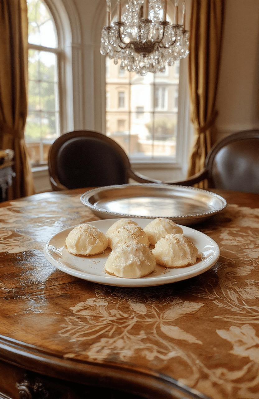 Elegant four-tiered petit fours arranged on a gilded cake stand with edible gold leaf accents, delicate floral pipings, pastel fondant layers, and miniature marzipan fruits, against a backdrop of vintage lace and antique silverware.