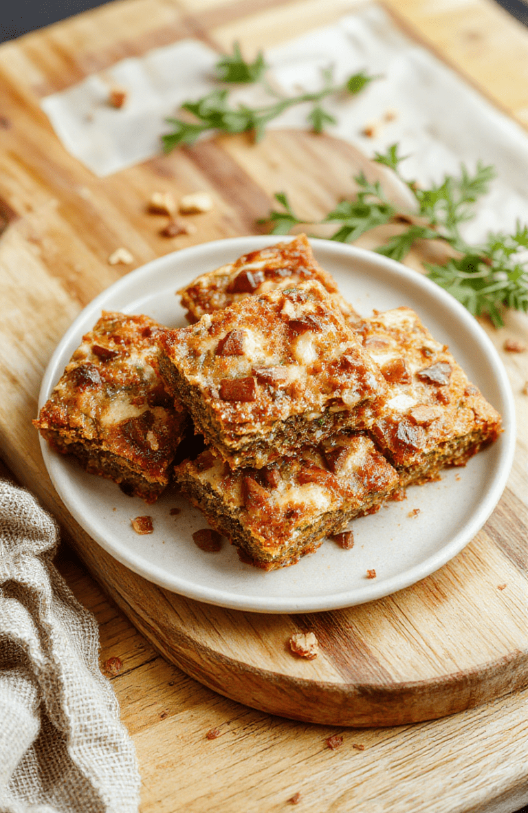 A close-up of golden-brown Lembas Bread Bars arranged on a light wooden board, speckled with oats and coconut, a drizzle of honey glistening on top, with parchment paper and a sprig of rosemary for rustic Middle-earth vibes. The bars show chewy centers and slightly crisp edges, cut into neat squares atop a simple, natural plating. Soft natural light highlights warm tones and textures, while a subtle background suggests a cozy Hobbit-style pantry.