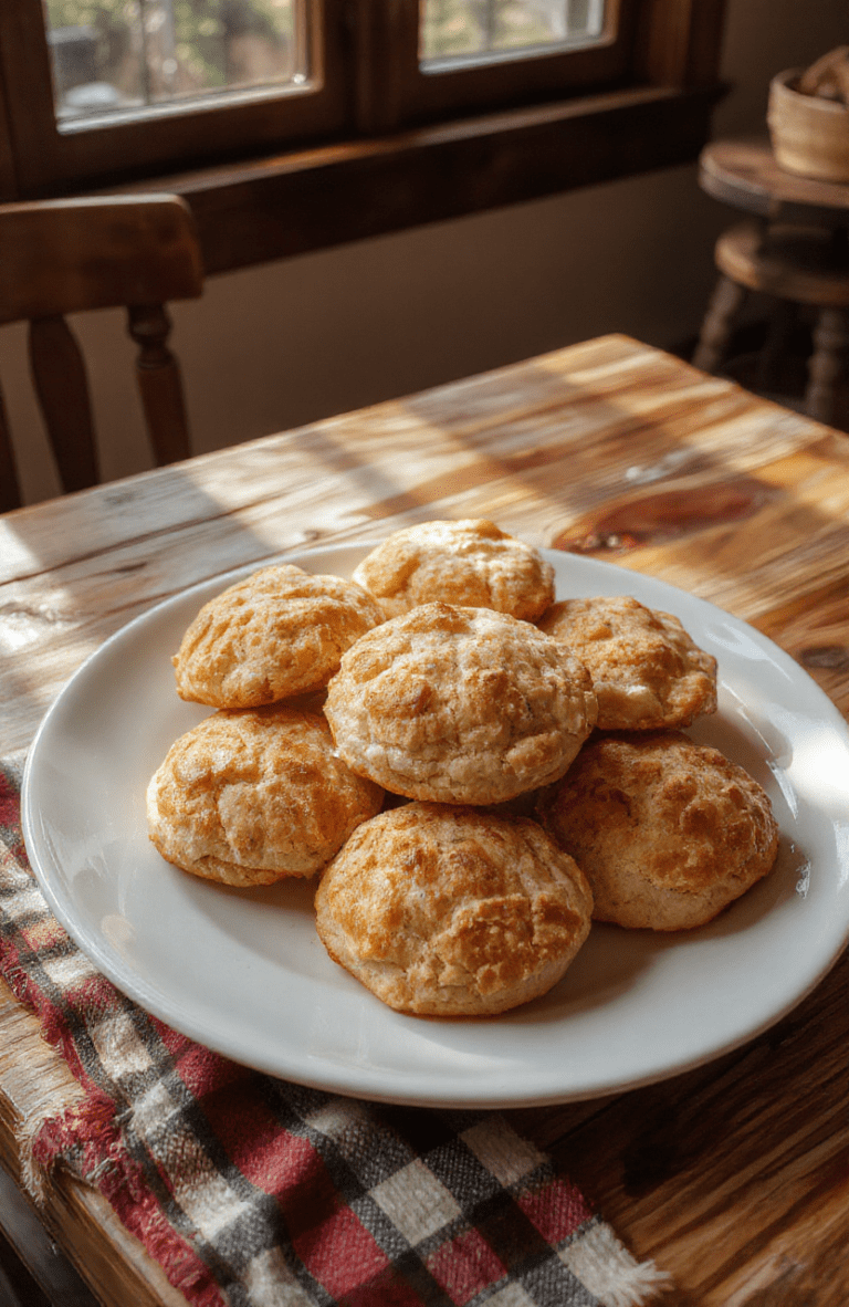 Brave-inspired empire biscuits: two buttery, jam-filled biscuits with pink icing, stacked on a light plate. Golden edges and glossy glaze catch warm natural light on a rustic wooden table, with a hint of forest-inspired décor in the background.